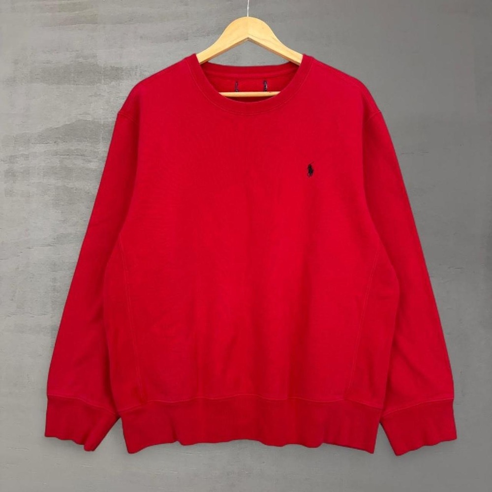 Vintage Polo Ralph Lauren Crewneck Sweatshirt Red Pony Logo Pullover XL